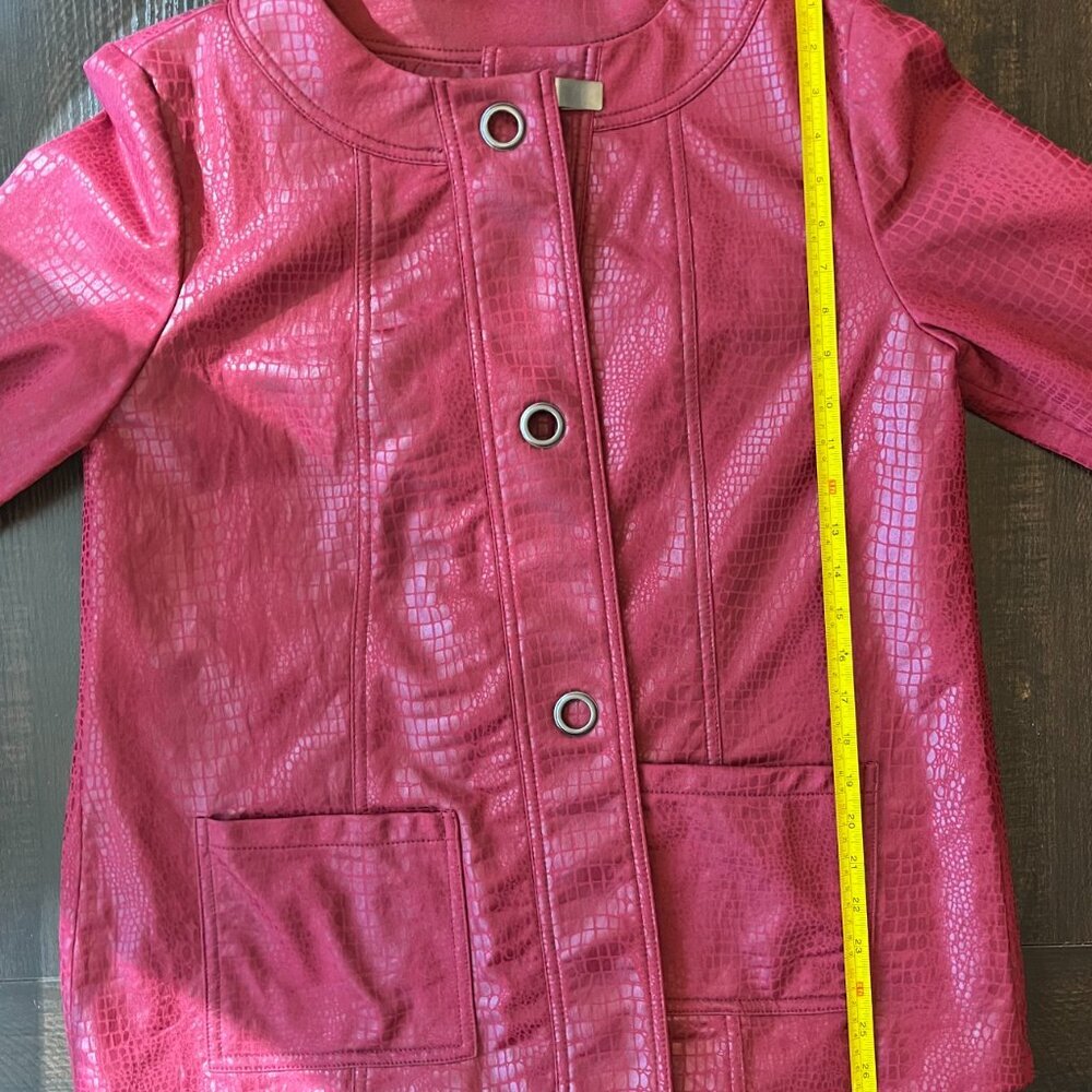 Ruby Rd Red Crocodile Textured Faux Leather Jacket Size 12 - Picture 5 of 6